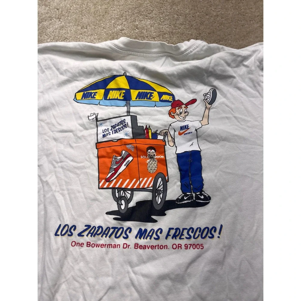 Nike Mens Sole Food Los Zapatos Mas Frescos White Graphic T-Shirt Size S